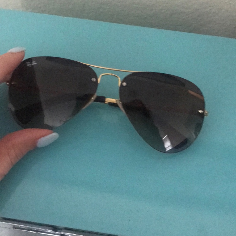 RayBan Rimless Brown Gradient Aviator - Picture 3 of 4